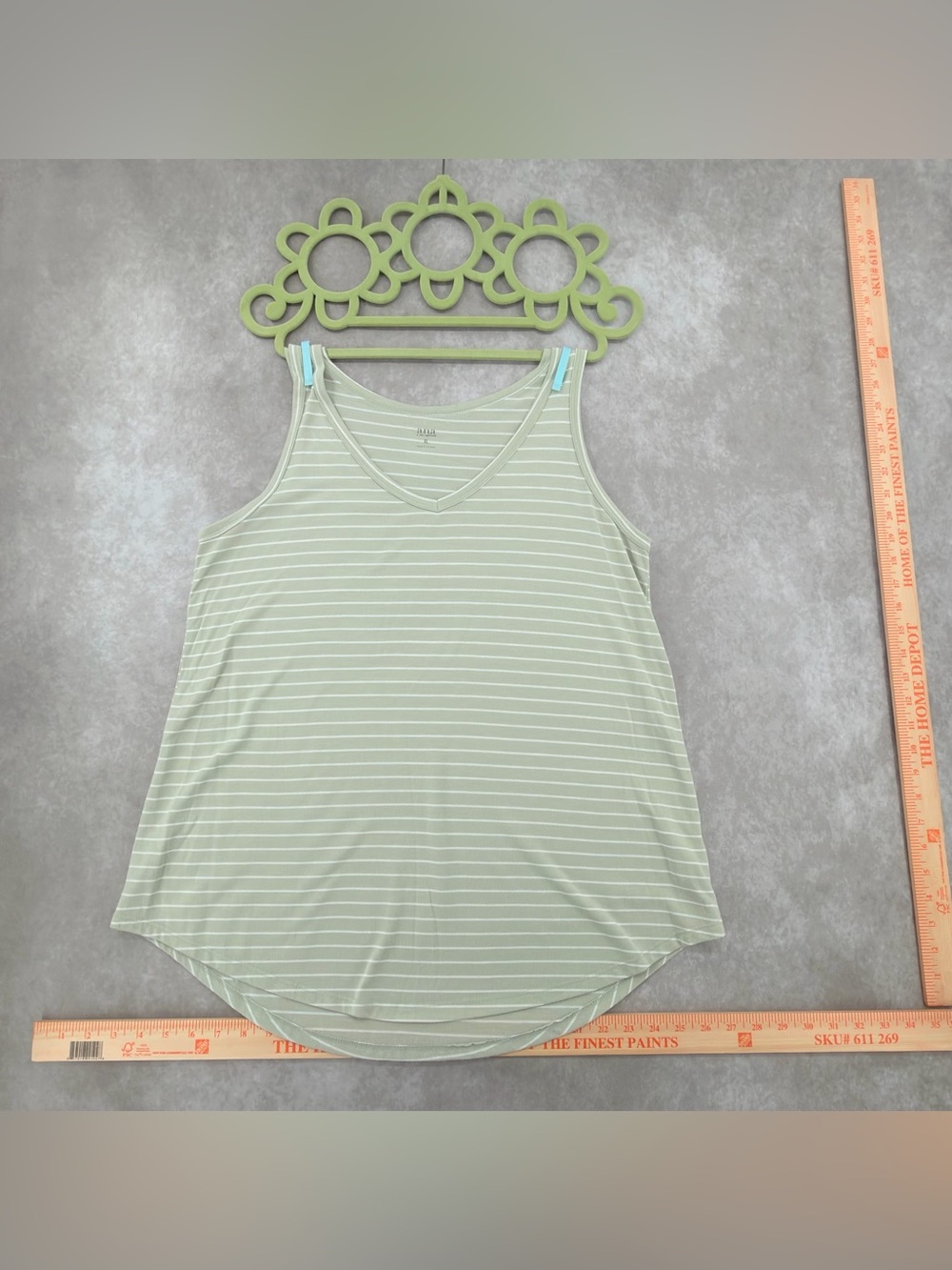 Ana Sleeveless V-Neck Striped Tank Top - Light Sage super soft - Picture 2 of 8
